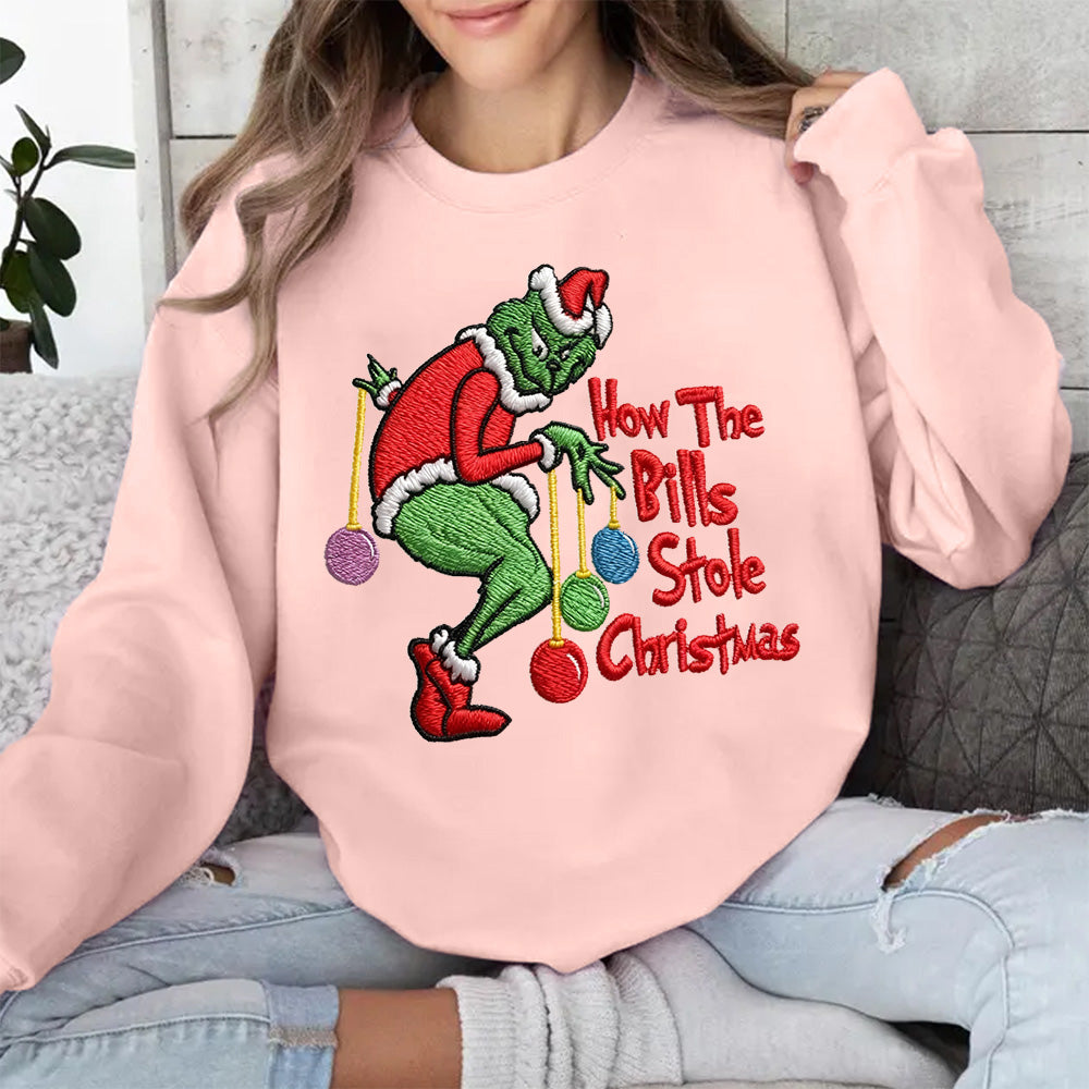 Grinch How The Bills Stole Christmas Embroidered Shirt, Funny Christmas Embroidered Hoodie, Best Gifts For Family