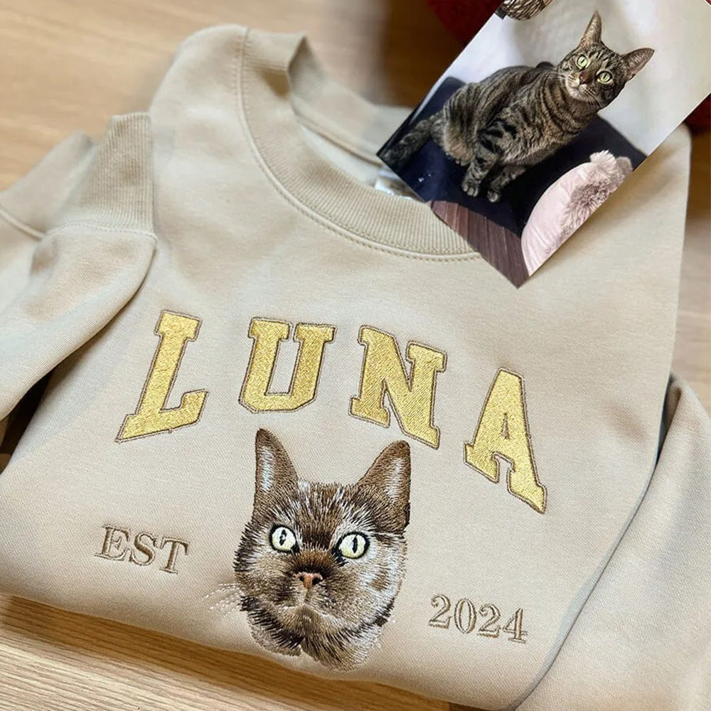 Personalized Pet Portrait Embroidered Sweatshirts