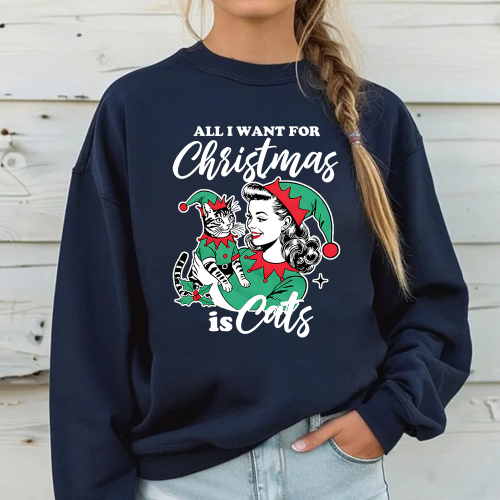 Christmas themed shirt,Christmas printed shirt, All I Want For Christmas Is Cats/Dogs Sweatshirt.