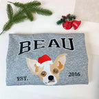 Custom Christmas Embroidered Hoodie/Sweatshirt With Pet Portrait