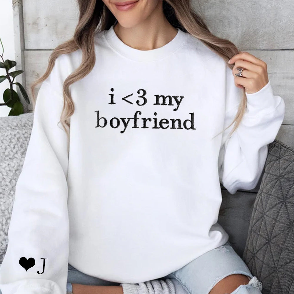 Embroidered "i love my girl/boyfriend" hoodie for couples,Personalized Couples Gifts.