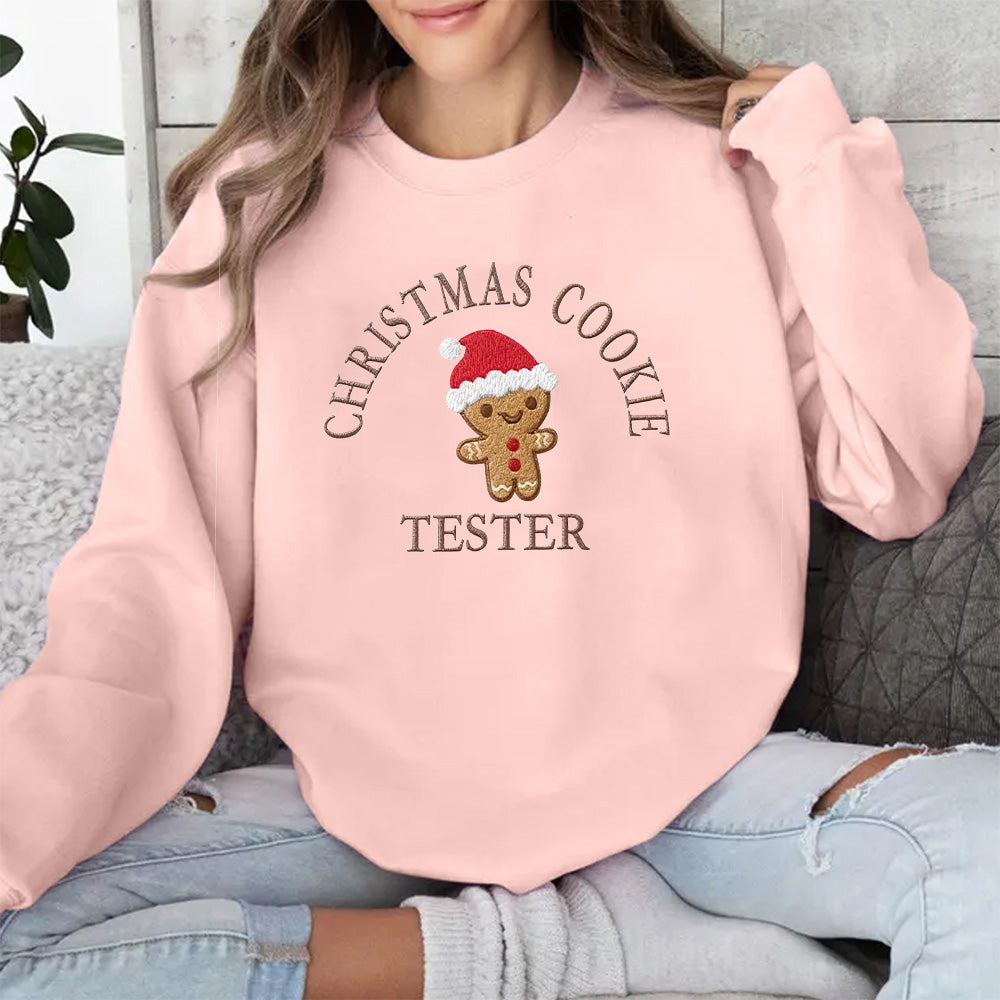 Mini Cute Christmas Themed Shirt, Christmas Embroidered Shirt, Personalized Couples Gift, Cute Gingerbread Man Shirt