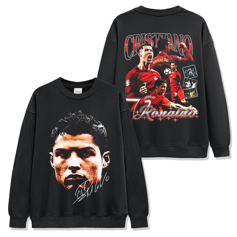 Cristiano Ronaldo Distressed, Washed Vintage Crew-Neck Sweatshirt