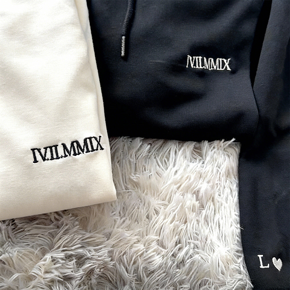 Cutest Custom Roman Numeral Embroidered Matching Sweatshirt, Personalized Couples Gifts