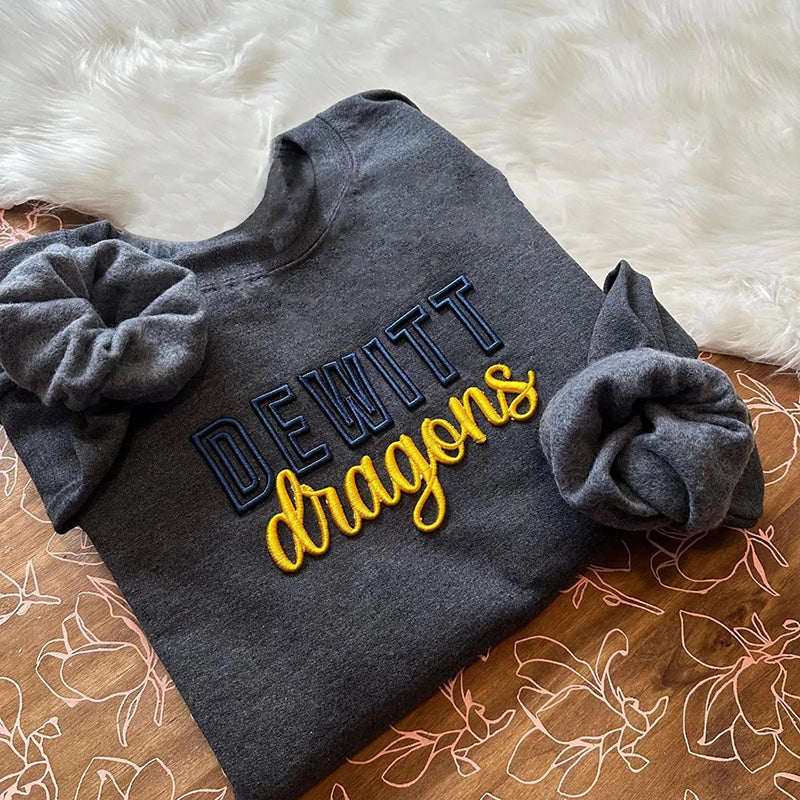 Custom 3D PUFF Embroidery College Team Sweatshirt