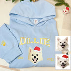 Custom Christmas Embroidered Hoodie/Sweatshirt With Pet Portrait