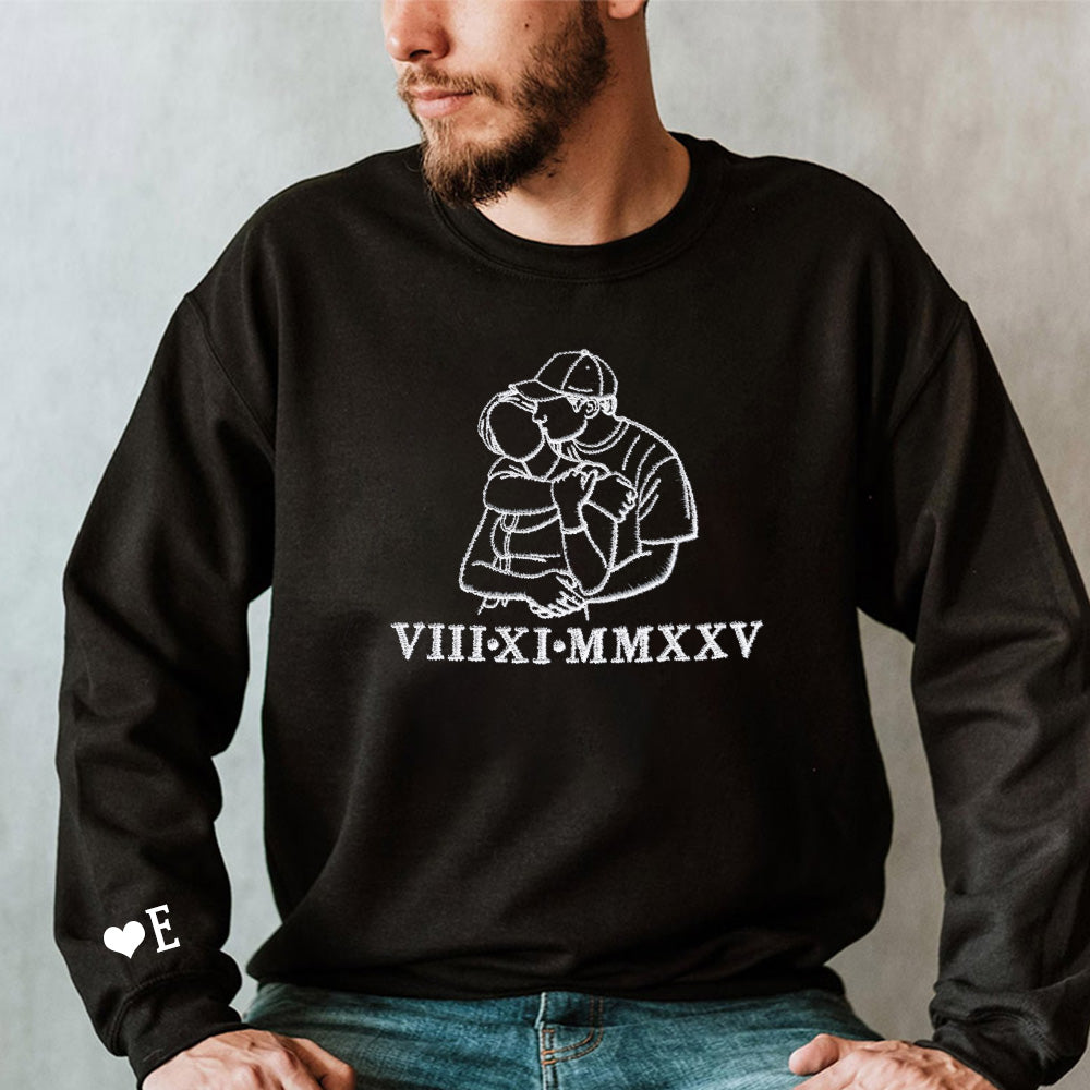 Embroidered shirts for couples, upload photos to design embroidered images, Personalized Couples Gifts.