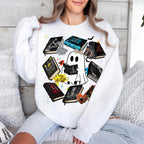 Cute Ghost Reading Books Halloween Graphic Tee
