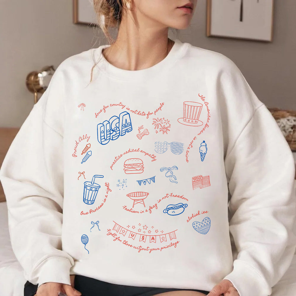 Liberal Fourth of July Doodle Shirt✨✨✨