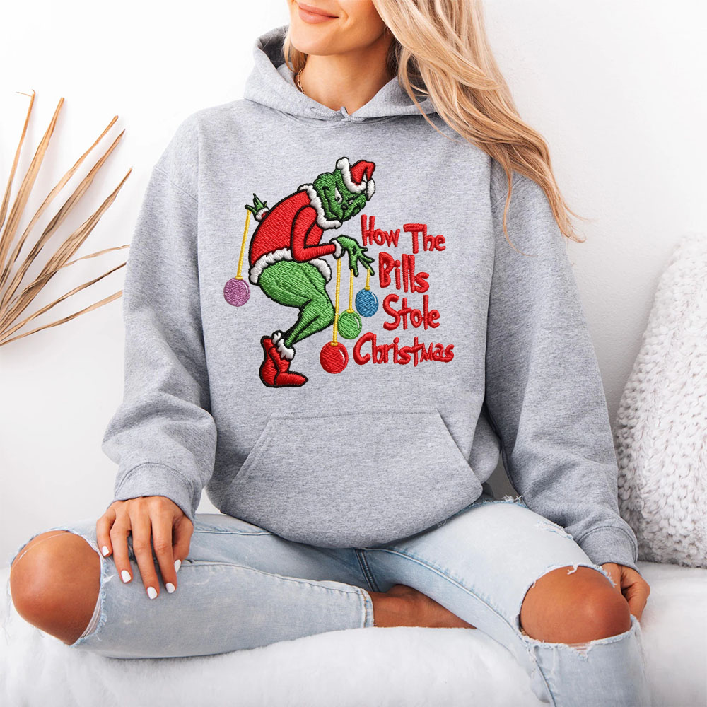 Grinch How The Bills Stole Christmas Embroidered Shirt, Funny Christmas Embroidered Hoodie, Best Gifts For Family