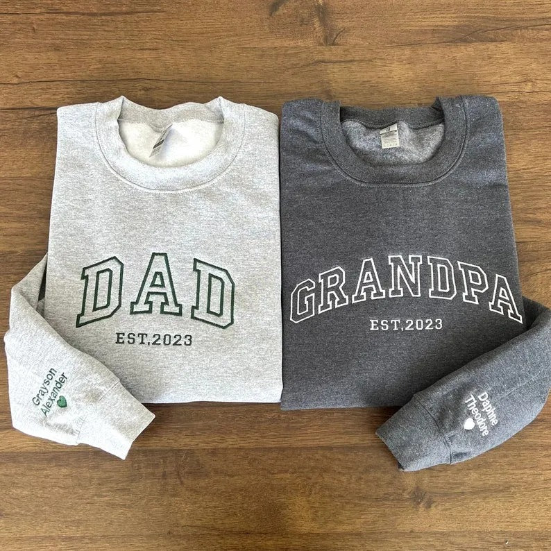 Custom Embroidered Sweatshirt with your child's name and heart on the sleeve as a Parents' Memorial Day