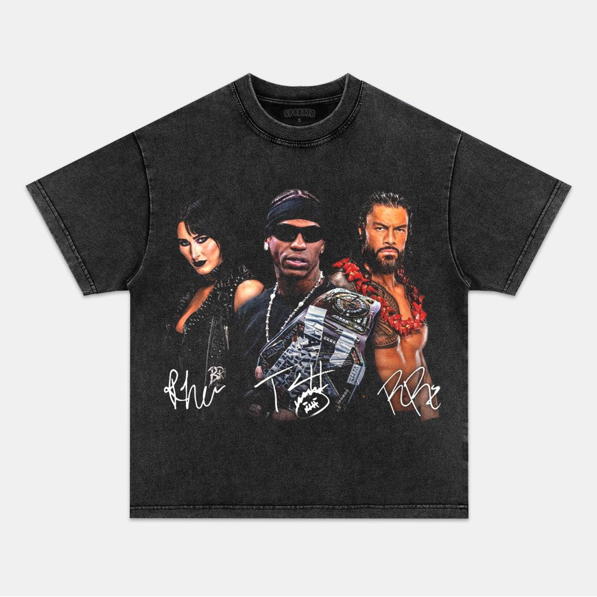 RHEA RIPLEY & ROMAN REIGNS & TRAVISSCOTT  TEE 4.17