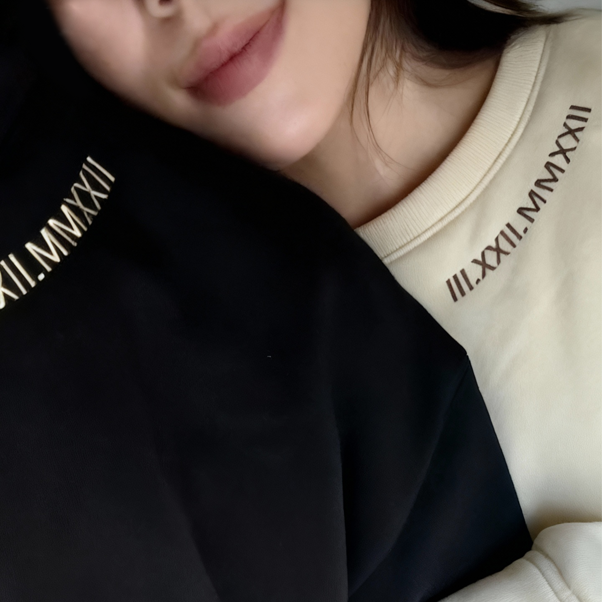 Cutest Custom Embroidered Roman Numeral Date Couple's Sweatshirt