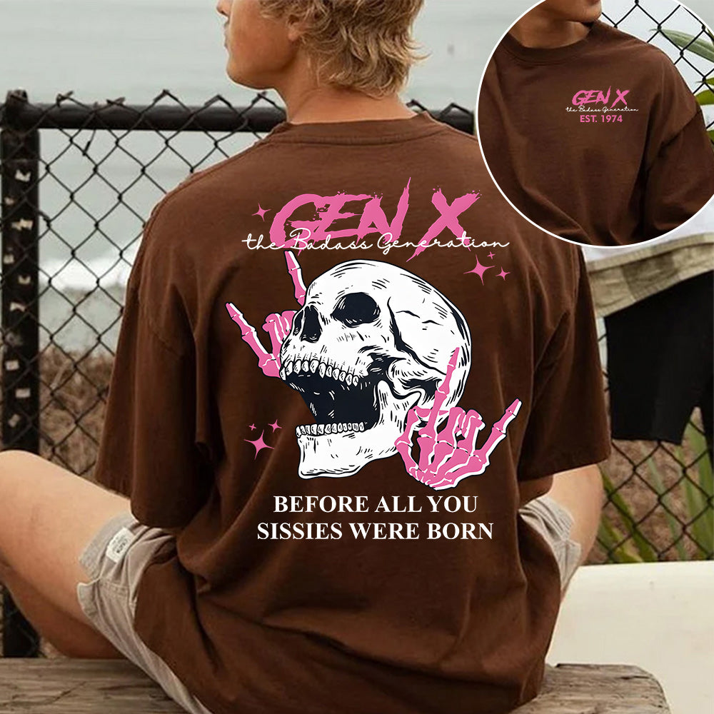 Double-Sided Generation X Custom Year Badass Generation T-shirt, Custom Year Of Birth Shirt, Generation X T Shirt