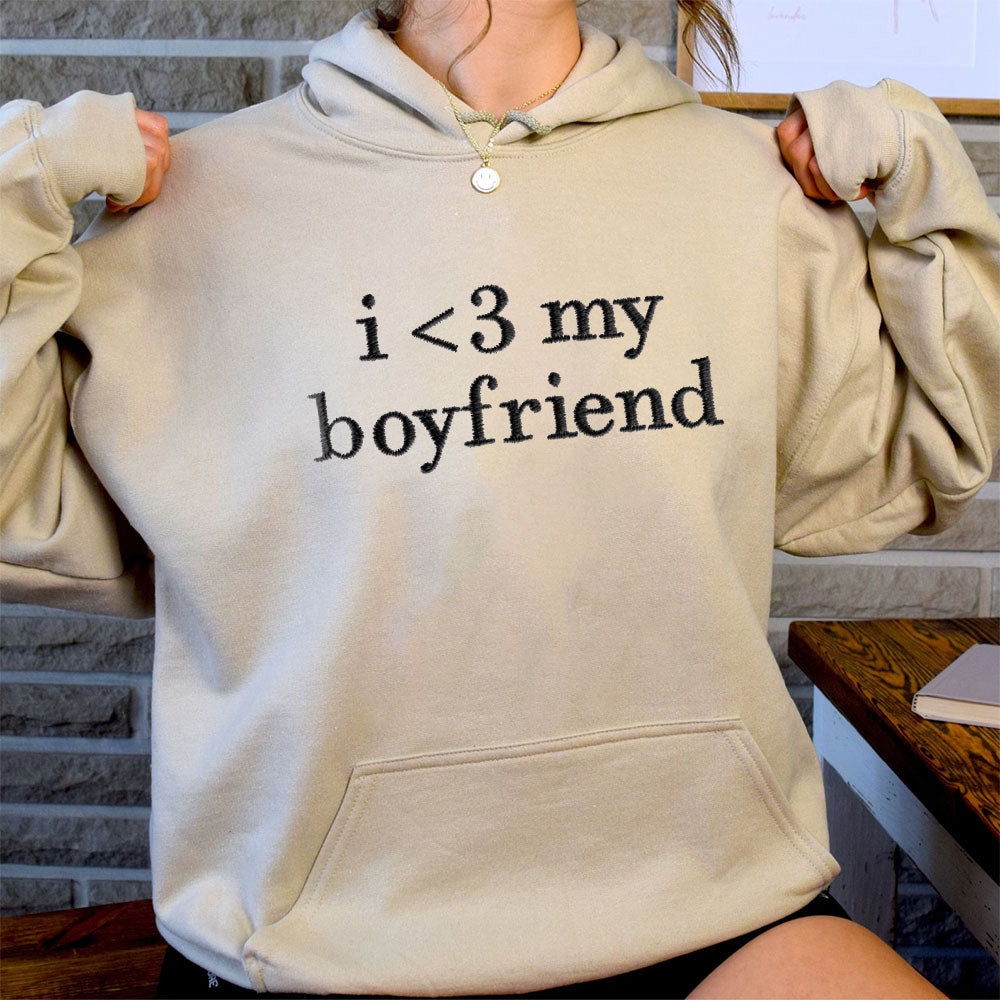 Embroidered "i love my girl/boyfriend" hoodie for couples,Personalized Couples Gifts.