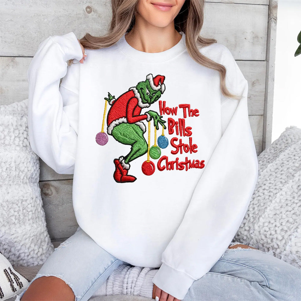 Grinch How The Bills Stole Christmas Embroidered Shirt, Funny Christmas Embroidered Hoodie, Best Gifts For Family
