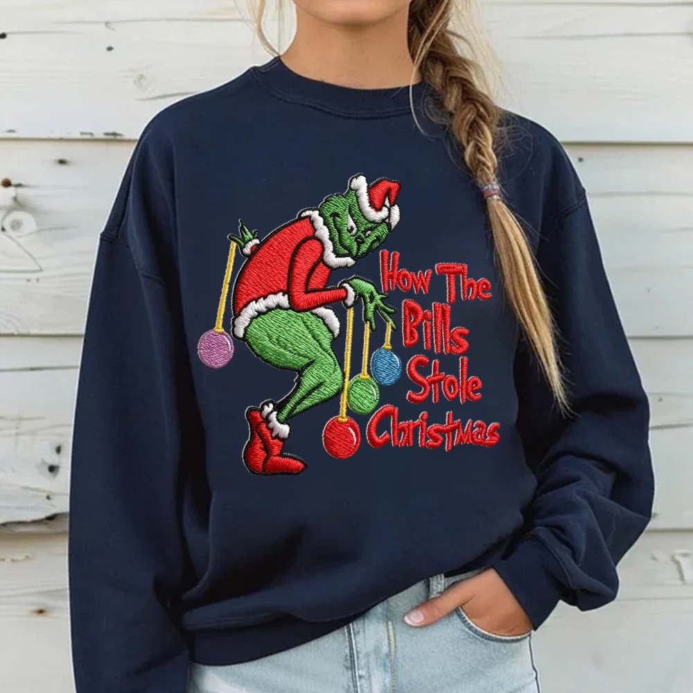 Grinch How The Bills Stole Christmas Embroidered Shirt, Funny Christmas Embroidered Hoodie, Best Gifts For Family