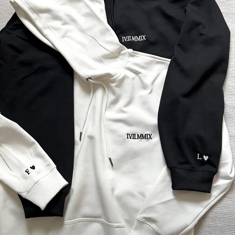 Cutest Custom Roman Numeral Embroidered Matching Sweatshirt, Personalized Couples Gifts