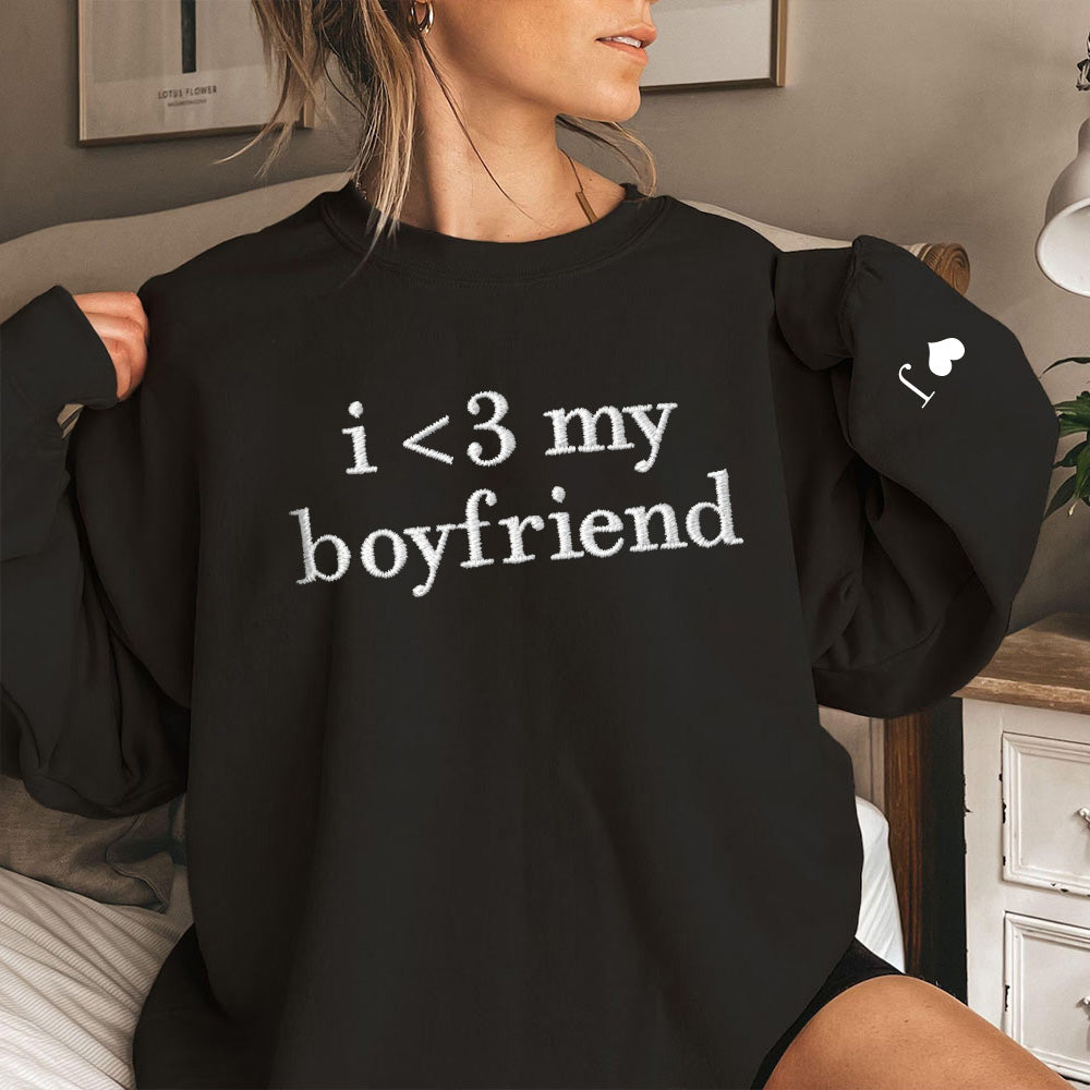 Embroidered "i love my girl/boyfriend" hoodie for couples,Personalized Couples Gifts.