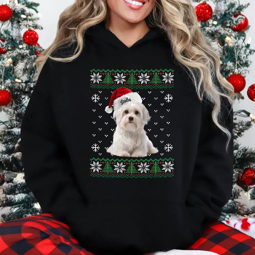 Custom Pet Christmas Ugly Sweater, Custom Dog Name HoodieShirt/Crewneck/Hoodie