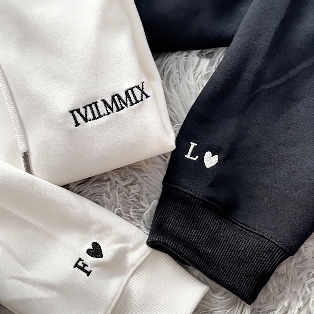 Cutest Custom Roman Numeral Embroidered Matching Sweatshirt, Personalized Couples Gifts