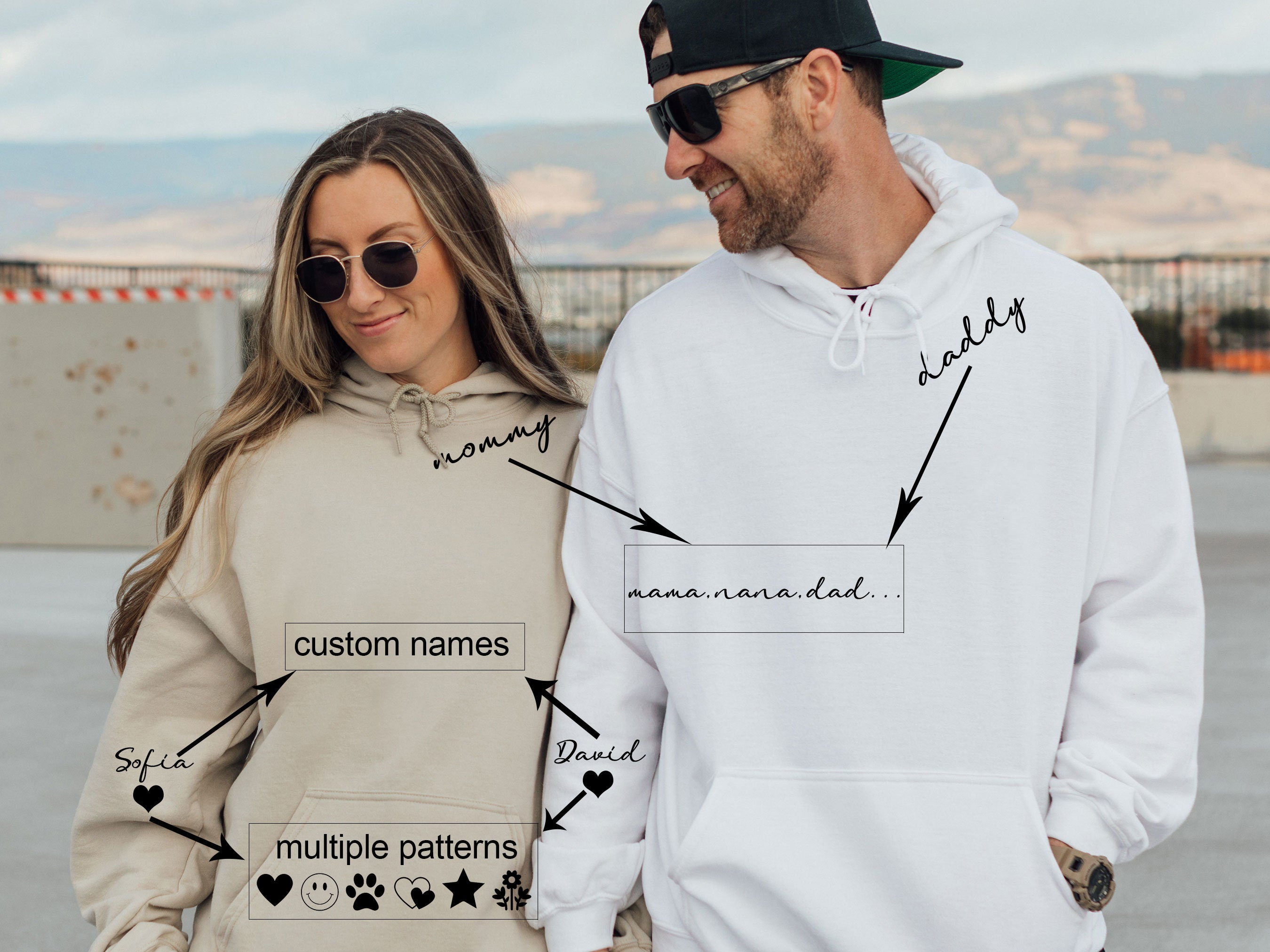Dad/Mama Sweatshirt, with Children's Names on the Sleeve, Custom Sweatshirt for Mom/Dad/Grandma/Grandpa