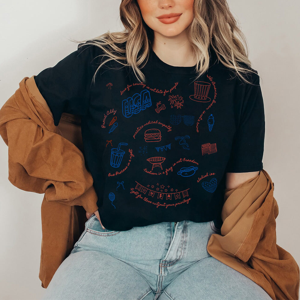 Liberal Fourth of July Doodle Shirt✨✨✨