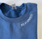 Custom Roman Numeral Embroidered Matching Sweatshirt, Personalized Couples Gifts