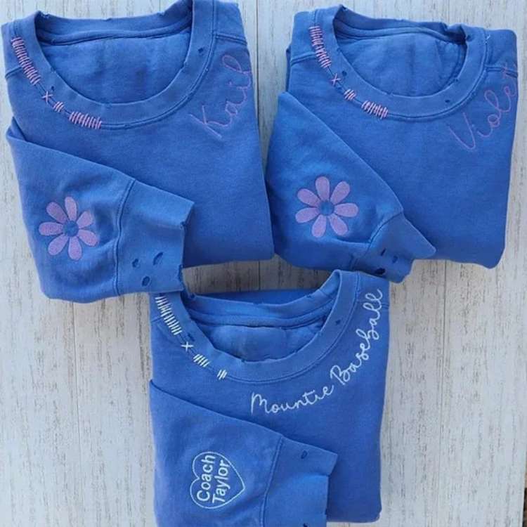 Vintage Custom Crew- Personalized Embroidered Hand Distressed Crew Neck Sweatshirt