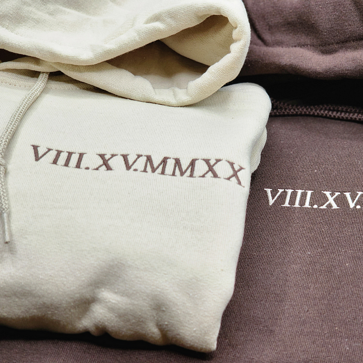 Cutest  Custom Embroidered Roman Numeral Date Couple's Sweatshirt