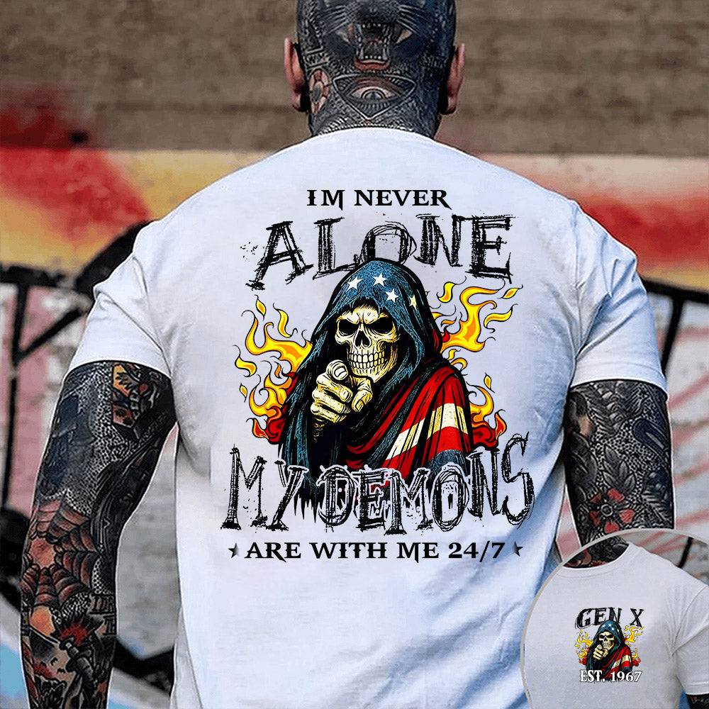 IM NEVER ALONE MY DEMONS T-shirt,Generation X 2 Side T-shirt, Custom Year Of Birth Sweatshirt, Unisex Hoodie