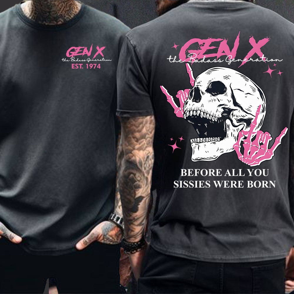 Double-Sided Generation X Custom Year Badass Generation T-shirt, Custom Year Of Birth Shirt, Generation X T Shirt