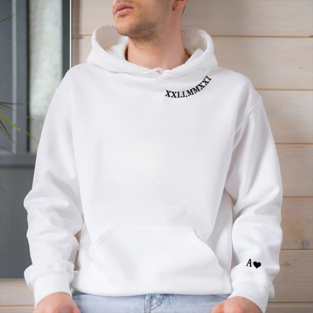 Personalized  Sweatshirt Embroidered Roman Numeral Date and Initial Unique Gift for Anniversary