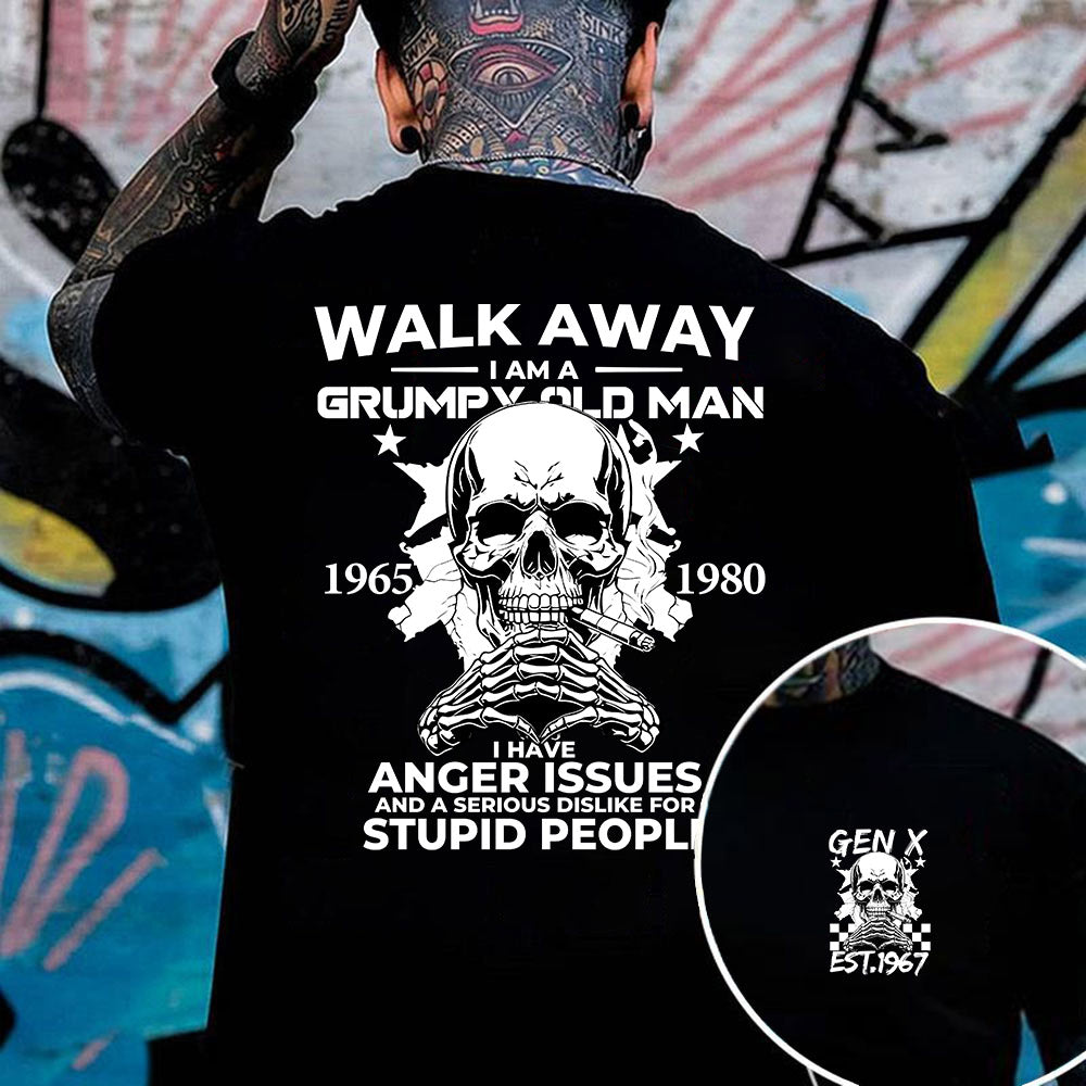 GO AWAY I AM A GRUMPY OLD MAN T-shirt,Generation X 2 Side T-shirt, Custom Year Of Birth Sweatshirt, Unisex Hoodie