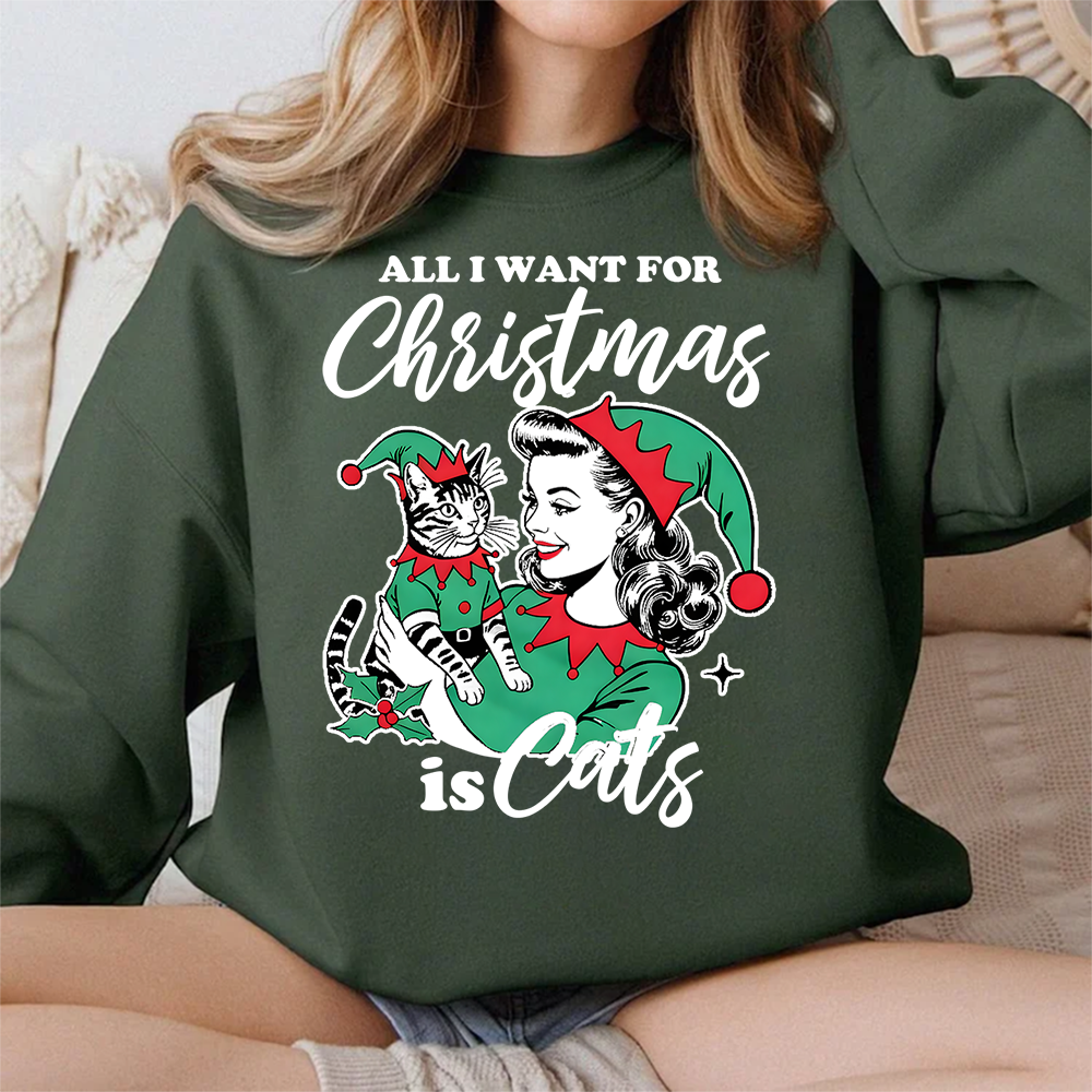 Christmas themed shirt,Christmas printed shirt, All I Want For Christmas Is Cats/Dogs Sweatshirt.