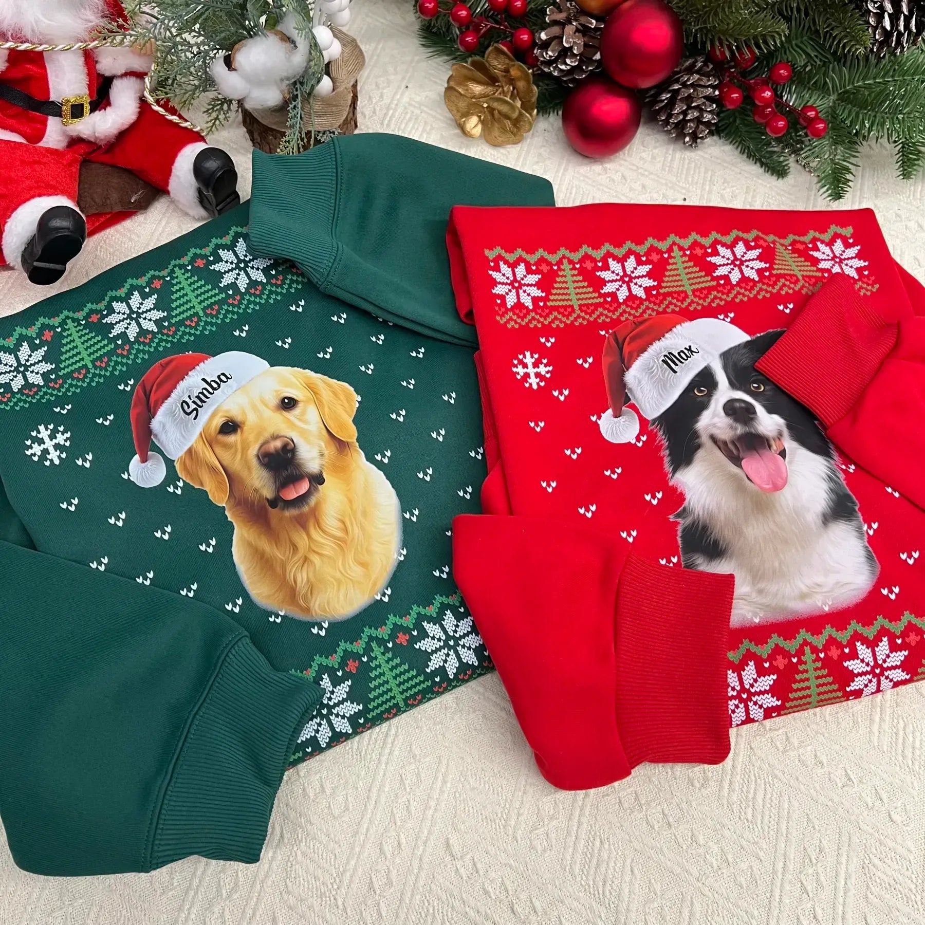 Custom Pet Christmas Ugly Sweater, Custom Dog Name HoodieShirt/Crewneck/Hoodie