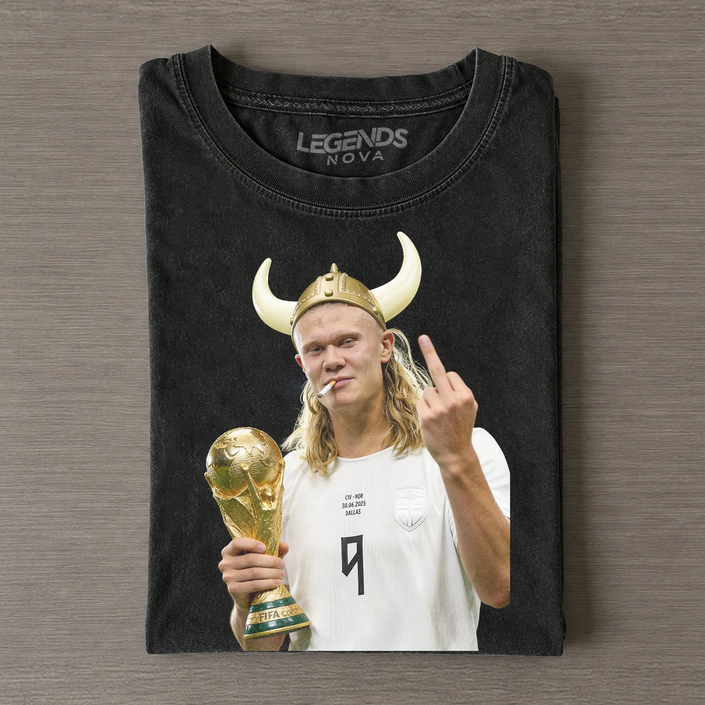 Erling Haaland Viking Horn Helmet World Cup Champion Graphic Tee