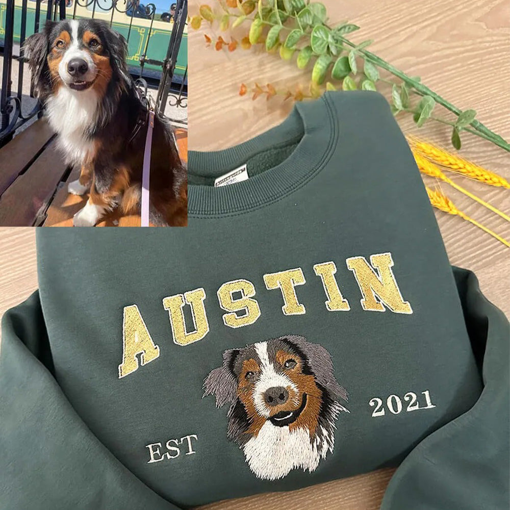 Personalized Pet Portrait Embroidered Sweatshirts