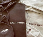 Custom Embroidered Roman Numeral Date Couple's Sweatshirt