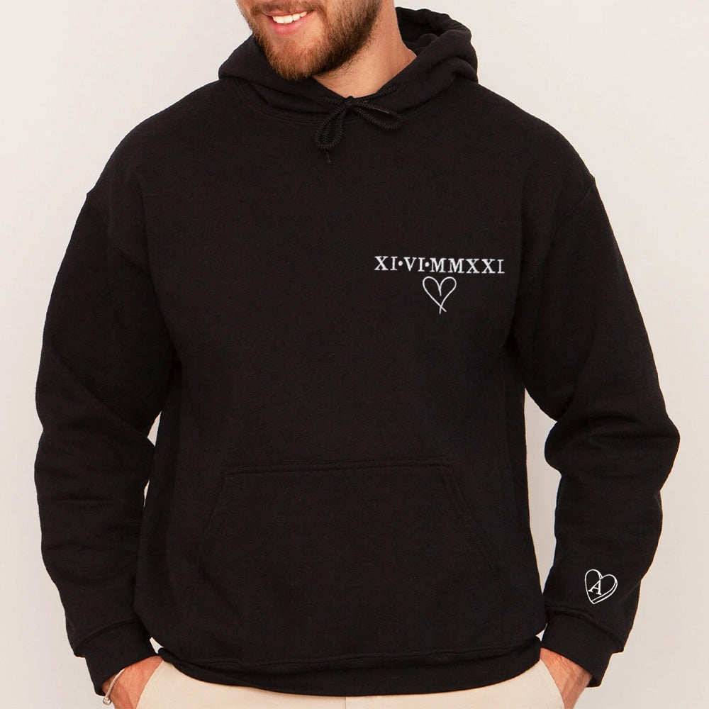 Personalised Roman Numerals with Eachothers Initials into the Heart Outline