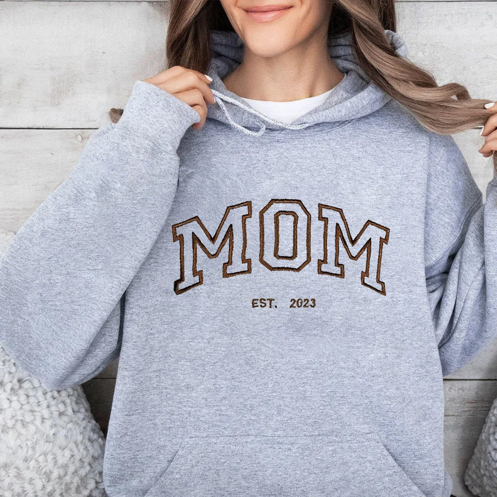 Personalized Mama/Dad Embroidered Sweatshirt, Custom Mom/Dad Embroidery Hoodie