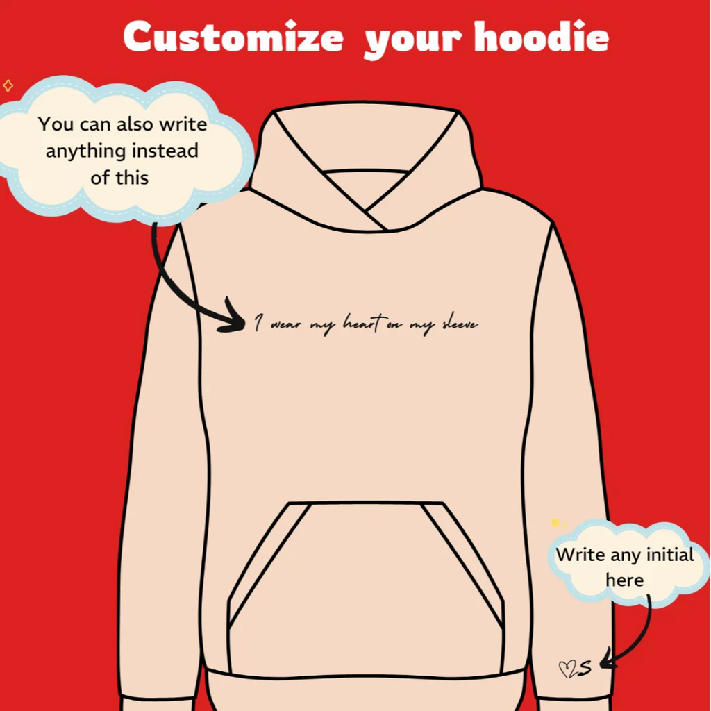 I Wear My Heart On My Sleeve Crewneck or Hoodie, Custom Mama Sweatshirt with Children Name on Sleeve, Mothers Day, Gift for Mom, New Mommy