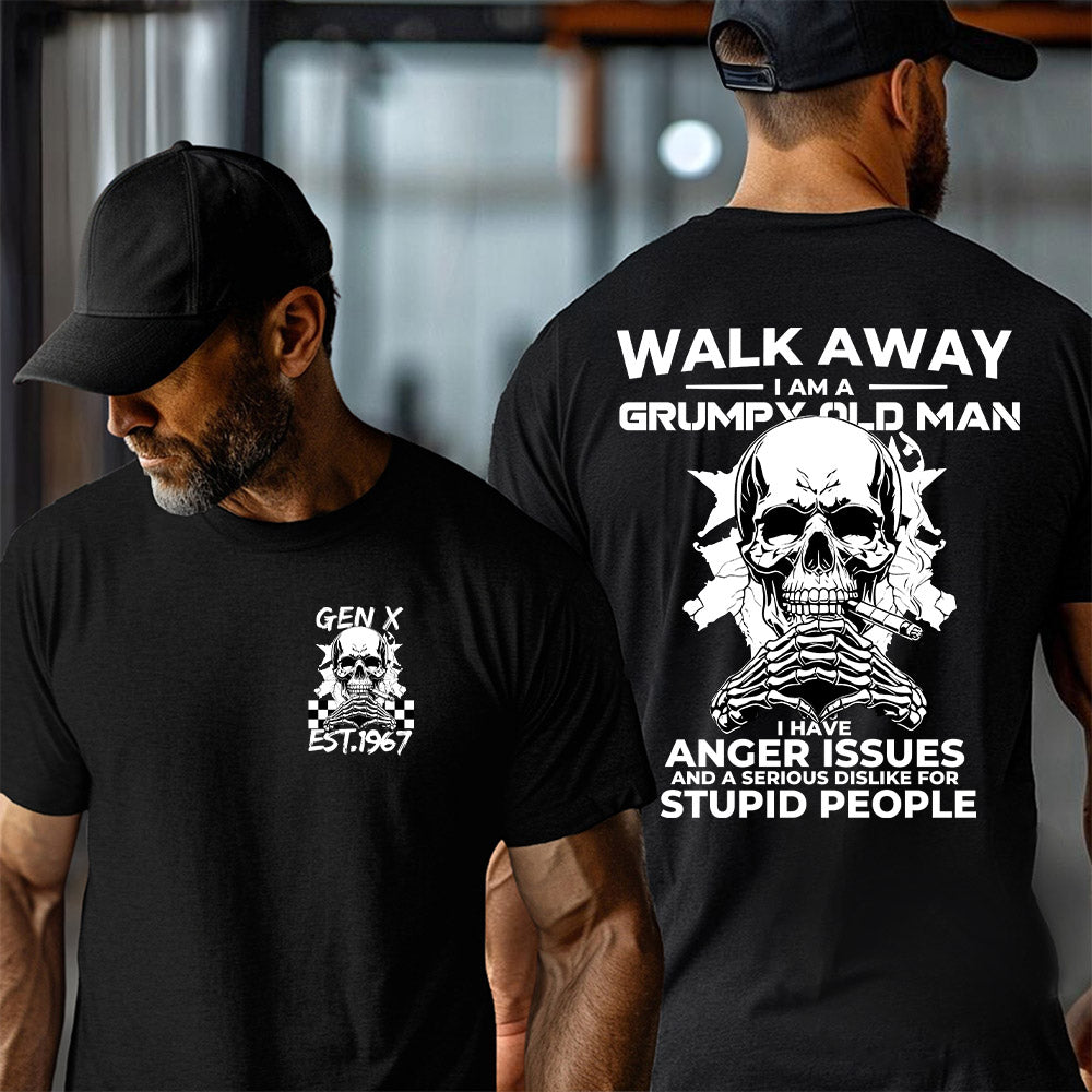 GO AWAY I AM A GRUMPY OLD MAN T-shirt,Generation X 2 Side T-shirt, Custom Year Of Birth Sweatshirt, Unisex Hoodie