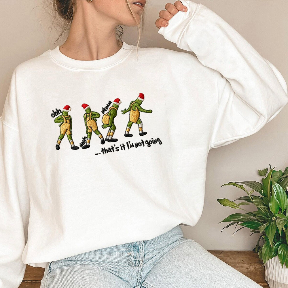 Christmas themed shirt,Christmas Embroidered Shirt,Fun Christmas gift, exquisite Grinch embroidered shirt, a great gift for a family atmosphere.