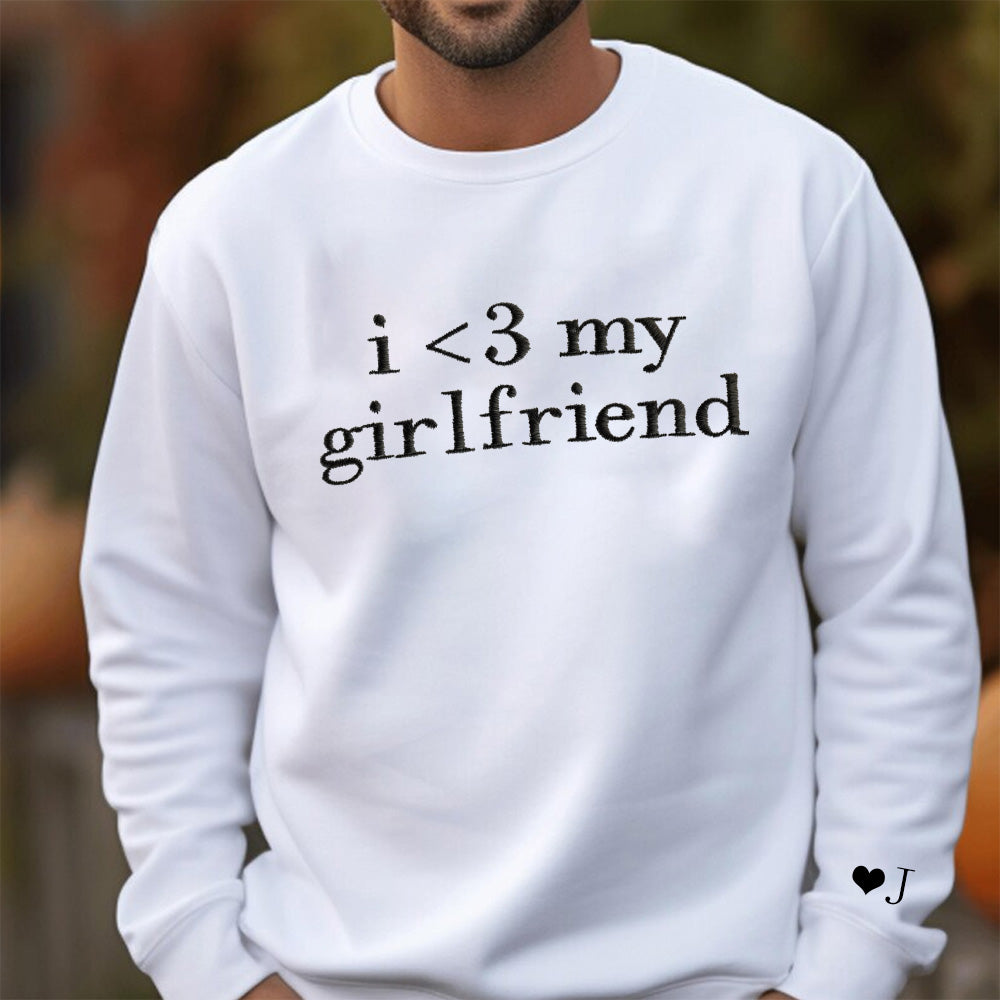 Embroidered "i love my girl/boyfriend" hoodie for couples,Personalized Couples Gifts.