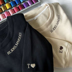 Custom Roman Numeral Embroidered Matching Sweatshirt, Personalized Couples Gifts