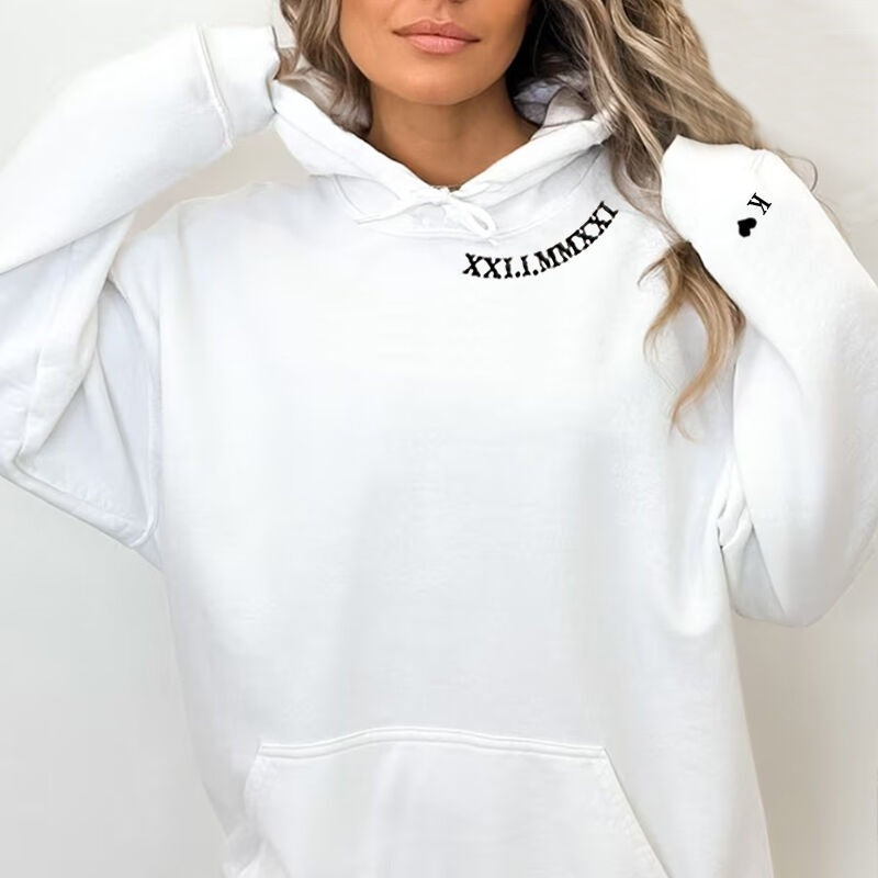 Personalized  Sweatshirt Embroidered Roman Numeral Date and Initial Unique Gift for Anniversary
