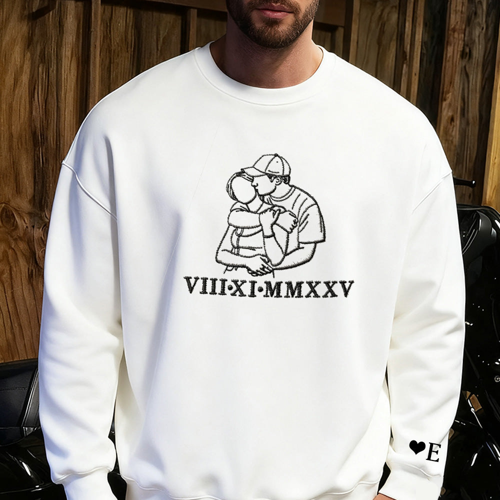 Embroidered shirts for couples, upload photos to design embroidered images, Personalized Couples Gifts.