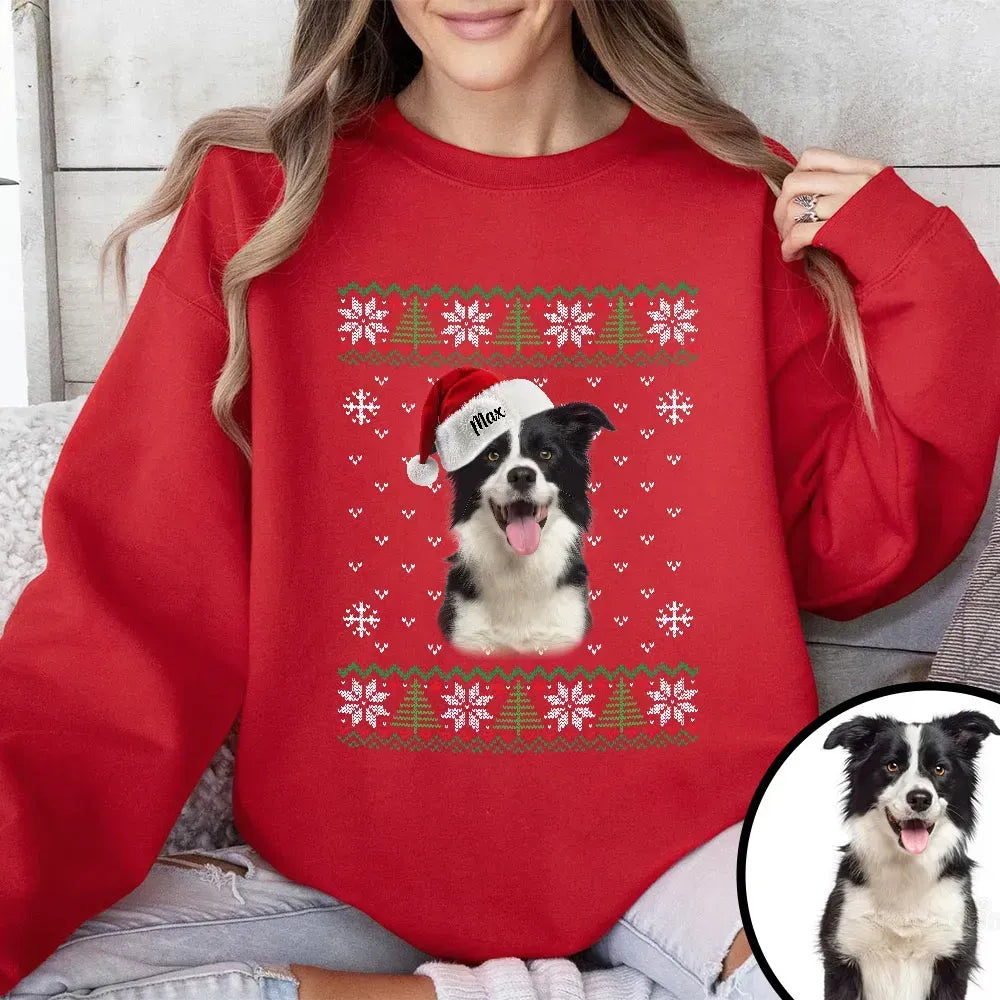 Custom Pet Christmas Ugly Sweater, Custom Dog Name HoodieShirt/Crewneck/Hoodie