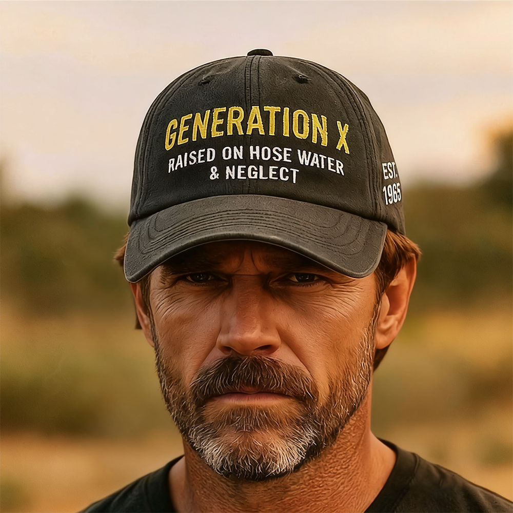 Custom Generation X Hat, Gen X Cap,"GenerationX Raised On Hose Water And Neglect" GEN X Cap.